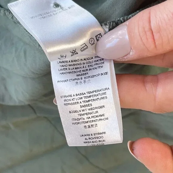 Pietro Brunelli Milano Button Down Maternity Dress Green XS Short Tie Sleeve - Picture 7 of 10